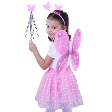 Detský kostým tutu sukne ružový motýľ s krídlami