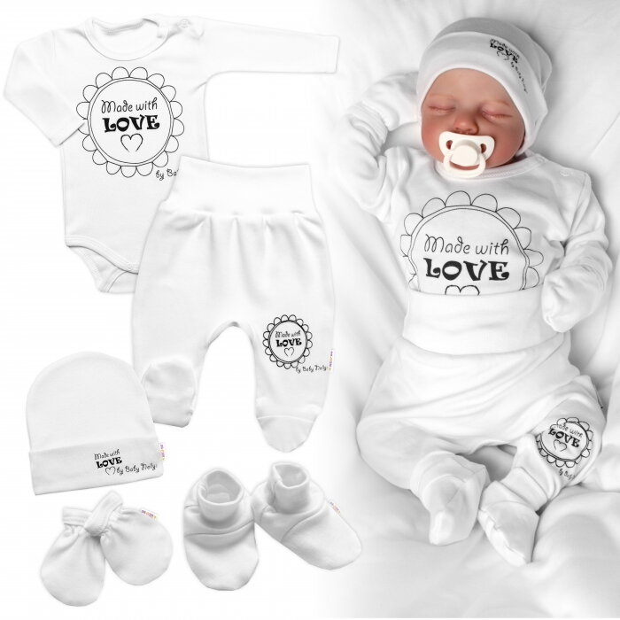 Baby Nellys súpravička do pôrodnice 5D Made with love biela