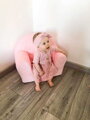 New Baby Detské kresielko z Velvet Srdiečka ružové
