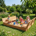 Detské drevené pieskovisko s poklopom a lavičkami Baby Mix 180x180 cm