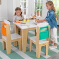 KidKraft Set Stolík A 4 Stoličky S Úložnými Vreckami Natural