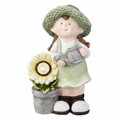 Dekoračná Socha Dievčatko s Kvetinkou a LED Lampou