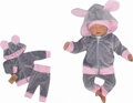 Z&Z Velúrová, semišková tepláková súprava TEDDY - ružová, šedá