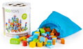 ECO TOYS Drevené kocky vo vedierku 100 ks - pastelové farby, City