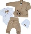 KAZUM Bavlnená sada, body, nohavice, motýlik a čiapka Elegant Boy 5D