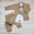 KAZUM Bavlnená sada, body, nohavice, motýlik a čiapka Elegant Boy 5D