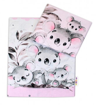 Baby Nellys 2-dielne bavlnené obliečky - Medvedík Koala - ružový, roz. 135 x 100 cm 