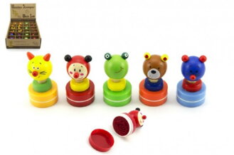 Teddies Drevené Pečiatky Zvieratká 6cm