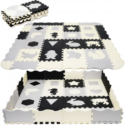TULIMI Detske penové puzzle 143x143cm, hracia deka, podložka na zem- zvieratka, tvary 