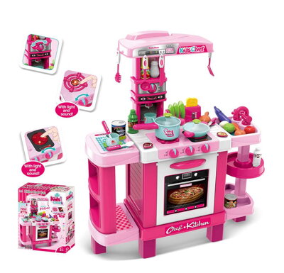 Baby Mix Detská kuchynka malý šéfkuchár + príslušenstvo ružová