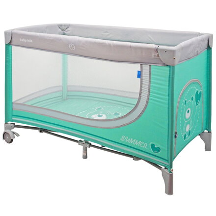 Baby Mix Detská cestovná postieľka Medvedík mint