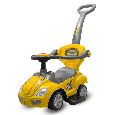 Detské odrážadlo s vodiacou tyčou 3v1 Baby Mix Mega Car Žlté