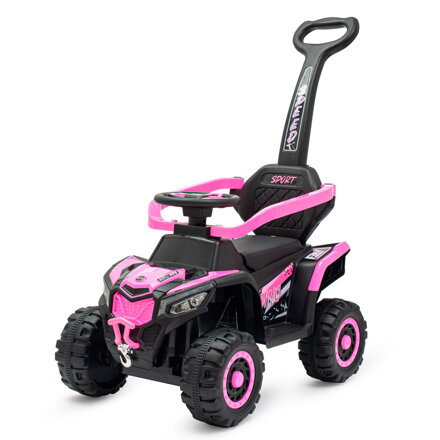 Baby Mix Detské elektrické odrážadlo Ruggy s vodiacou tyčou baby pink
