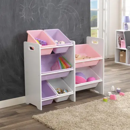 KidKraft Regál, Polička so 7 Úložnými Boxmi Pastel
