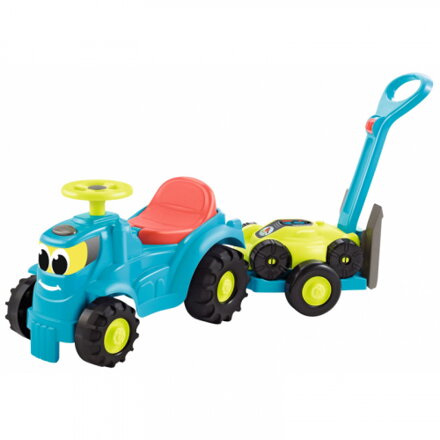 Ecoiffier Odrážadlo Traktor s vlečkou a kosačkou