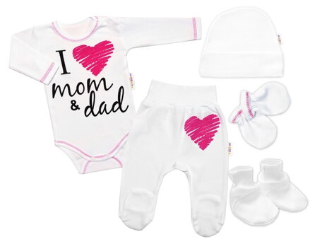 Baby Nellys Súpravička do pôrodnice I love mom & dad, ružová