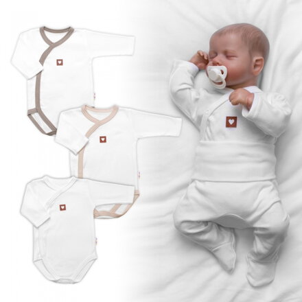 Nellys Rastúca výhodná sada, 3x Body pre bábätko Nature - béžová/taupe/biela
