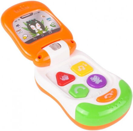 Tulimi Interaktívna hračka, sklápací telefón smartfón, oranžovo/zelený