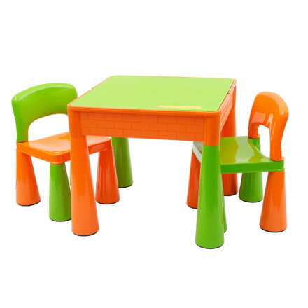 NEW BABY Detská sada stolík a dve stoličky oranžová