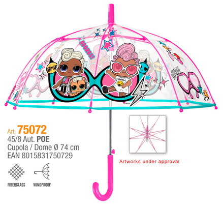 PERLETTI detský automatický dáždnik L.O.L. SURPRISE TRANSPARENT, 75072