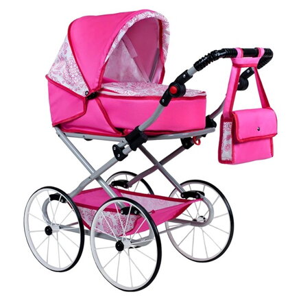 New Baby Natálka Detský Retro kočík pre bábiky 2v1 ružový