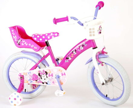 Volare MINNIE MOUSE detský bicykel s košíkom a nosičom 16