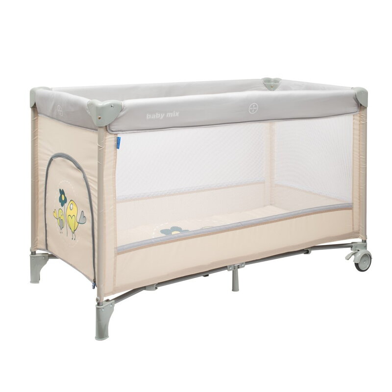Baby Mix Detská cestovná postieľka Vrabce béžová Baby Mix Detská cestovná postieľka Vrabce béžová