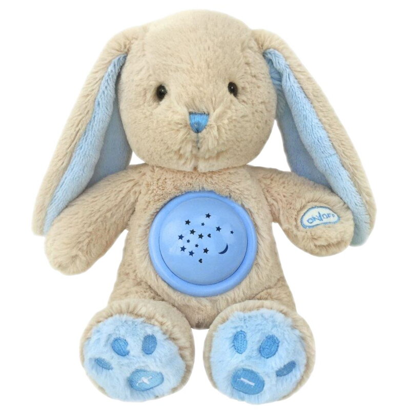 Baby Mix Plyšový zaspávačik zajačik s projektorom modrý