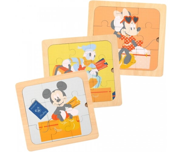 Disney Drevené Puzzle 3v1 Mickey A Priatelia