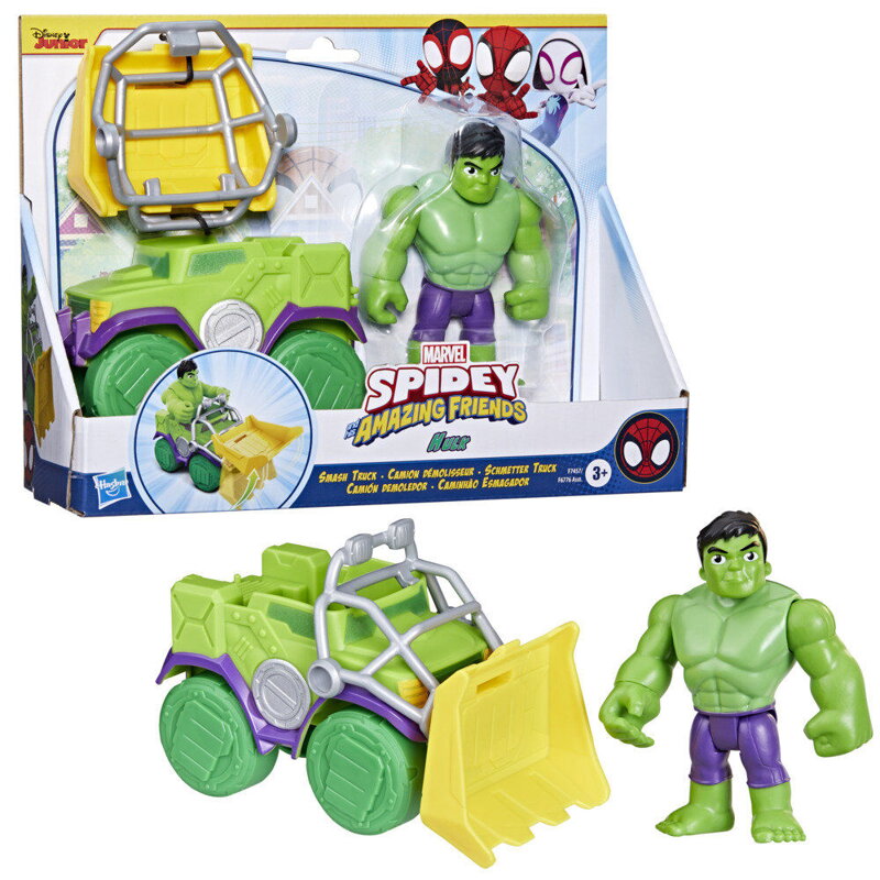 Marvel Spidey a jeho úžasní priatelia Sada Demolačné auto + figúrka Hulka