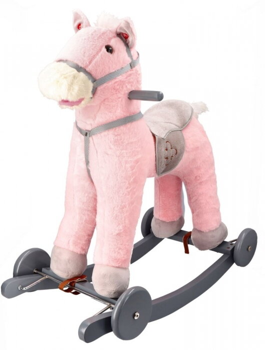 Adam Toys Hojdací Koník s kolesami so zvukom - ružová Adam Toys Hojdací Koník s kolesami so zvukom - ružová