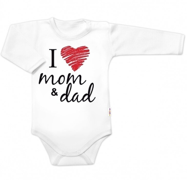 Baby Nellys Body dlhý rukáv I love mom & dad unisex 