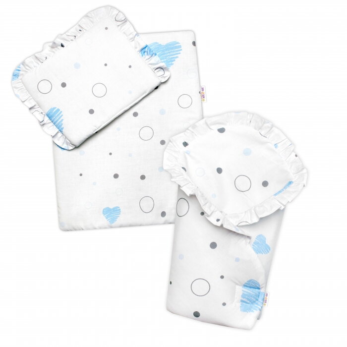 Baby Nellys Luxusná sada pre bábiku - zavinovačka, perinka a vankúšik, I love boy Baby Nellys Luxusná sada pre bábiku - zavinovačka, perinka a vankúšik, I love boy