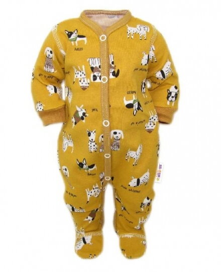 Baby Nellys Overal Psík, zapínanie uprostred, horčicová Baby Nellys Overal Psík, zapínanie uprostred, horčicová