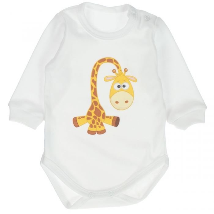 MBaby Bavlnené body s dlhým rukávom Žirafka - biele MBaby Bavlnené body s dlhým rukávom Žirafka - biele