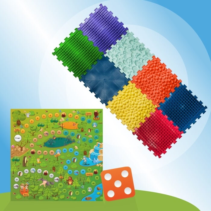 Ortek Masážna Ortopedická Podložka Puzzle "Mix" 8 prvkov + Hra Lesné dobrodružstvá
