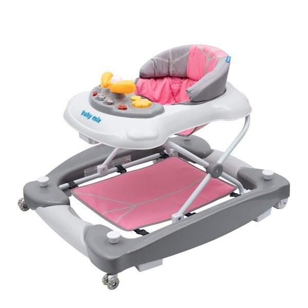 Baby Mix Detské chodítko s hojdačkou a silikónovými kolieskami ružové Baby Mix Detské chodítko s hojdačkou a silikónovými kolieskami ružové