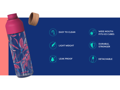 Quokka Plastová fľaša Ice Pink Flowers 570 ml
