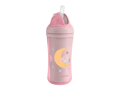 KikkaBoo Hrnček so silikónovou slamkou 220ml 8m+ Moony me Pink