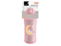 KikkaBoo Hrnček so silikónovou slamkou 220ml 8m+ Moony me Pink