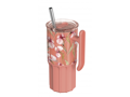 Quokka Nerezový termohrnček so slamkou Umi Floral Coral 720 ml