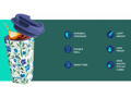 Quokka Plastový cestovný hrnček Flux Ditsy Bloom 450 ml