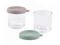 Beaba Tégliky na jedlo sklenené 2x 250 ml Green Grey