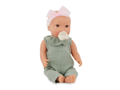 LullaBaby Bábika 35 cm v overale s čelenkou