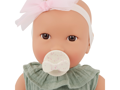 LullaBaby Bábika 35 cm v overale s čelenkou