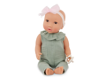 LullaBaby Bábika 35 cm v overale s čelenkou