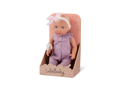 LullaBaby Bábika 35 cm v overale s čelenkou Lila