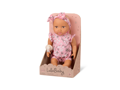 LullaBaby Bábika 35 cm v overale s čelenkou Floral Pink