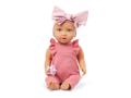 LullaBaby Bábika 35 cm v overale s čelenkou Lila