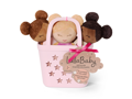 LullaBaby Bábiky plyšové do vane v košíku Pink
